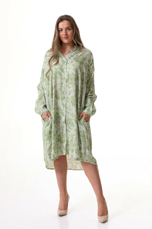 Leaf Floral Print Dress Womens Wholesale Green