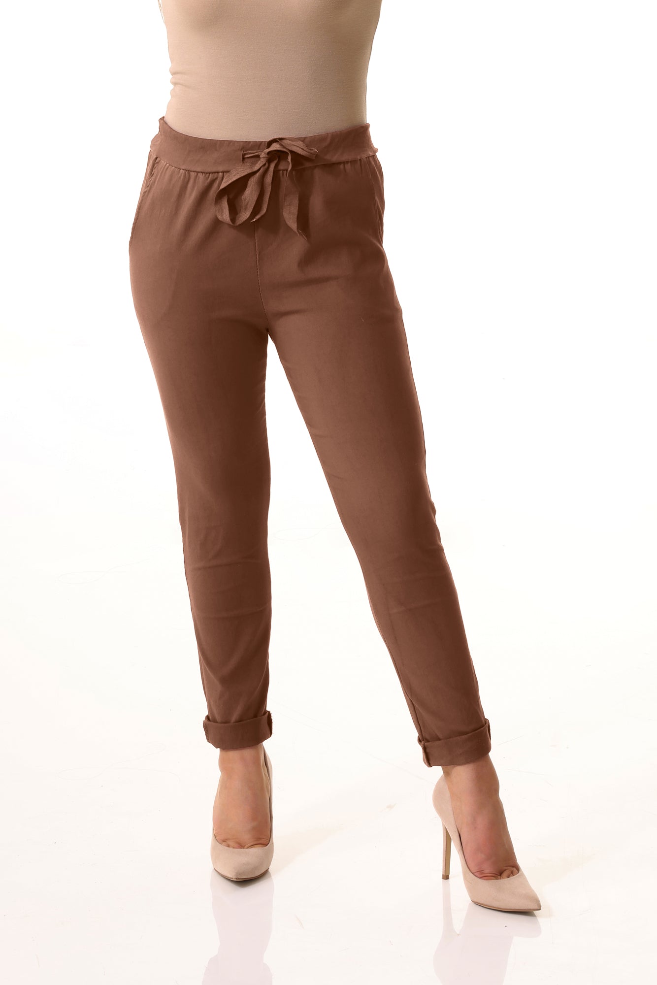 Plain Magic Stretchy trouser womens wholesale Toffee