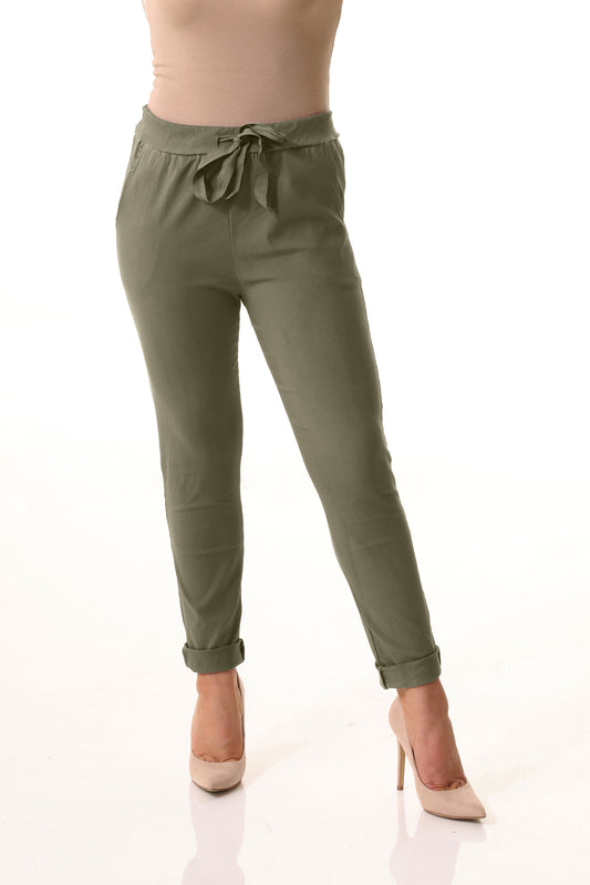 Plain Magic Stretchy trouser womens wholesale Khaki